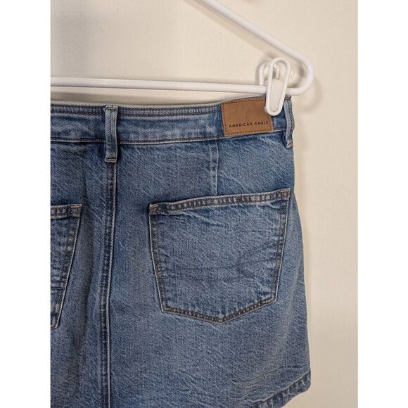 American Eagle Super High Rise A-Line Button down Denim Mini Skirt - Size 6 - Picture 4 of 7
